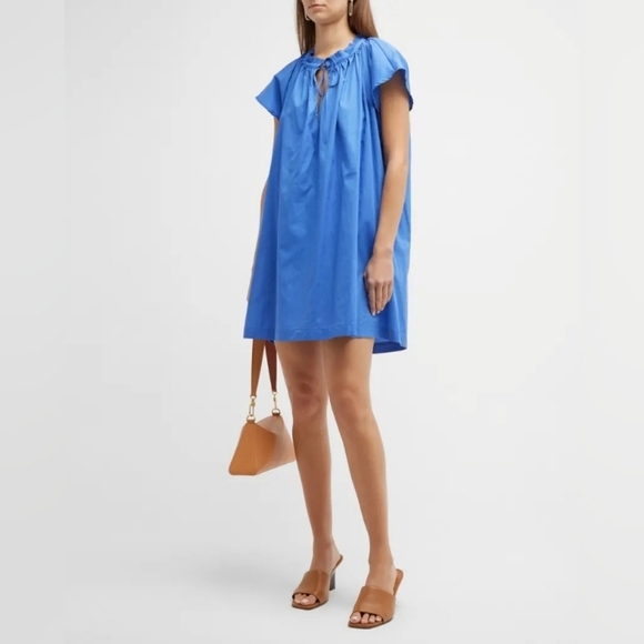 NWT! Harshman, Kuniyoshi Ruched Keyhole Mini Dress, Indigo Blue-Multi Sizes-$294 - Picture 2 of 4